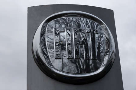 siegen, North Rhine-Westphalia/germany - 08 03 2020: fiat car logo near siegen germanyのeditorial素材