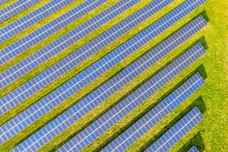 a modern solar cell park from aboveの写真素材