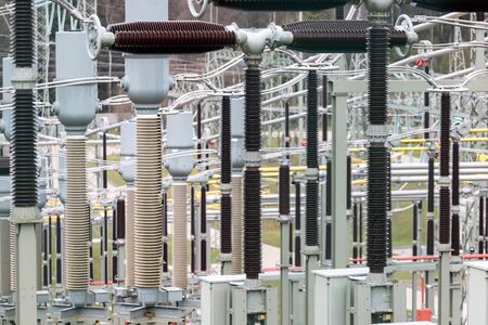 modern high-voltage substation backgroundの写真素材