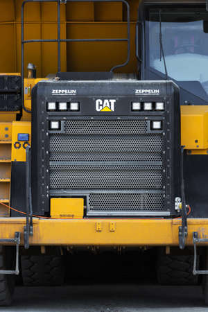 hachenburg, Rhineland-Palatinate/germany - 12 04 2020: heavy caterpillar truck near hachenburg...