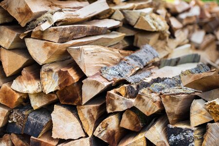 Firewood on a pile outsideの写真素材