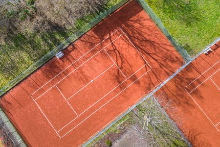 a tennis court from aboveの写真素材