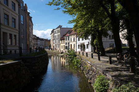 historic german city wismar in the summerの写真素材