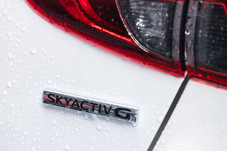siegen, north rhine westphalia / germany - 14 03 2021: an mazda car skyactiv g sign near siegen germanyのeditorial素材