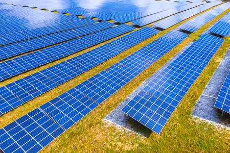a modern solar park from above