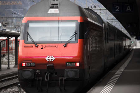 landquart, graubuenden, switzerland - 07 11 2021: a train with the symbol of switzerlandのeditorial素材