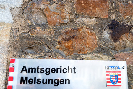 Melsungen, Hesse, Germany - 15 09 2023: a sign of the district court Melsungenのeditorial素材