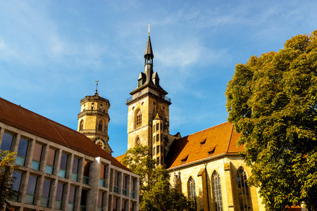 the historic center of stuttgart germanyの写真素材