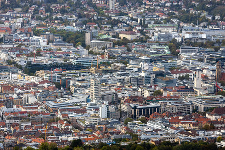 the cityscape of stuttgart germany from aboveの写真素材