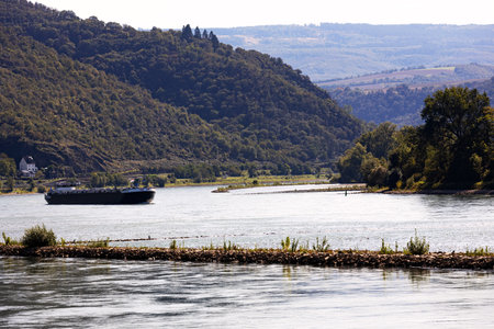 the rhine river valley in germanyの写真素材