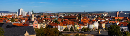 The historic German city of Erfurt panoramaの写真素材