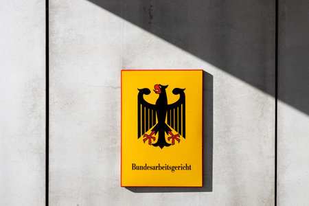 Erfurt, Thuringia, Germany - 05 09 2023: a sign of the German Federal Labor Courtのeditorial素材