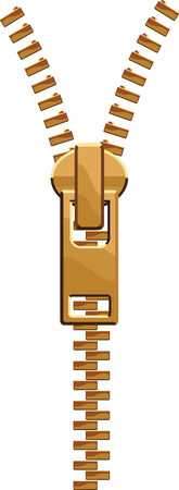 Layer-separated illustration of an isolated brass clothes zipper. microstockのイラスト素材