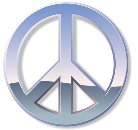 Metal or chrome peace sign with reflectionsのイラスト素材