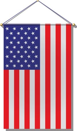 United States Flag hanging by rope.のイラスト素材