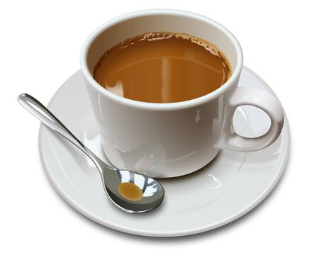 Illustrations of a coffee cup with stirring spoon.の写真素材