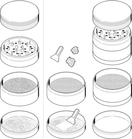Technical Illustration of a marijuana or hemp grinder.のイラスト素材
