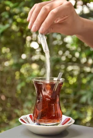 Traditional black Turkish tea.の写真素材