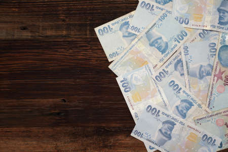 A lot of Turkish lira banknotes. Turkish economy, exchange rate, stock market, financial news...