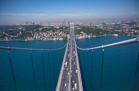 Istanbul, Turkey - May 28, 2010: Istanbul, Beykoz Fatih Sultan Mehmet Bridge (also famous as The...