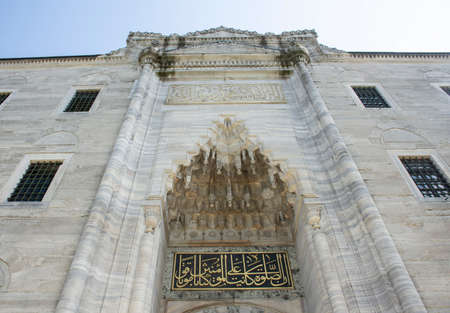 ISTANBUL, TURKEY - SEPTEMBER 10, 2019: Exterior view of Suleymaniye Mosque at daily time. Main entrance gate of Suleymaniye Mosque, Istanbul, Turkey.のeditorial素材