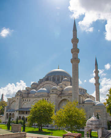 Exterior view of Suleymaniye Mosque at daily time, Istanbul, Turkey.