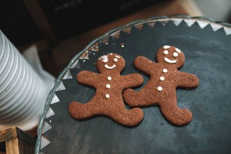 Gingerbread made with  own hands. Vintage tonedの写真素材