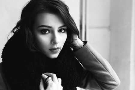 Professional model posing on a white backgroundの写真素材