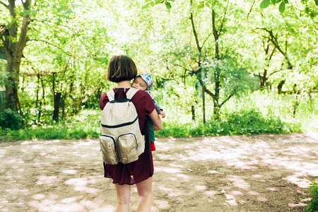 young family have fun and relaxing outdoors in the countrysideの写真素材
