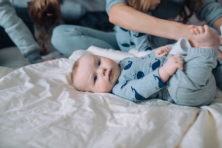 Cute newborn baby girlの写真素材