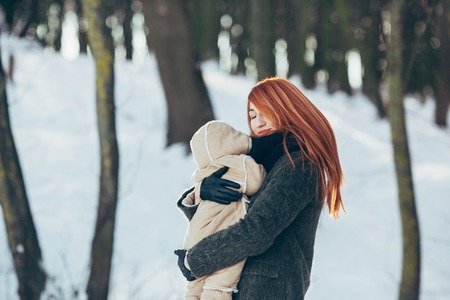 Mom and baby in the parkの写真素材
