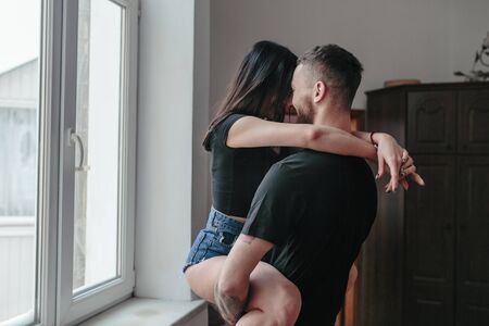 happy couple at home