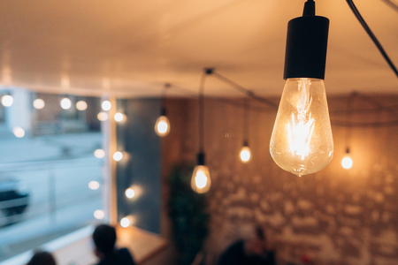 Burning an incandescent edison lampの写真素材