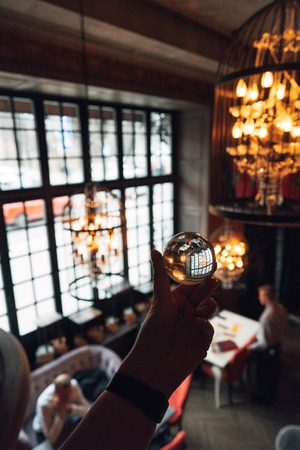 luxurious interior through a glass ballの写真素材