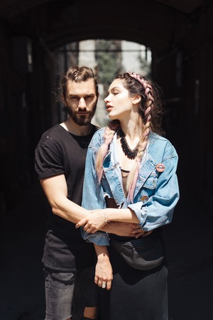 Young man and woman on the stree