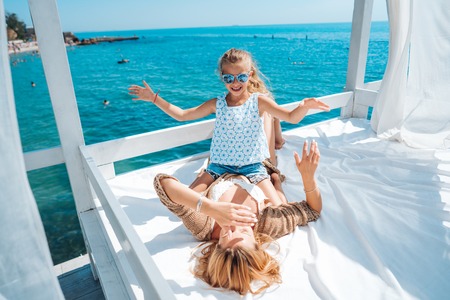 Mom and daughter spend time togetherの写真素材