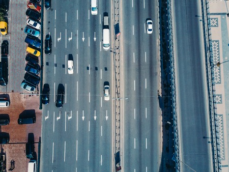 Aerial view from a drone on the highway