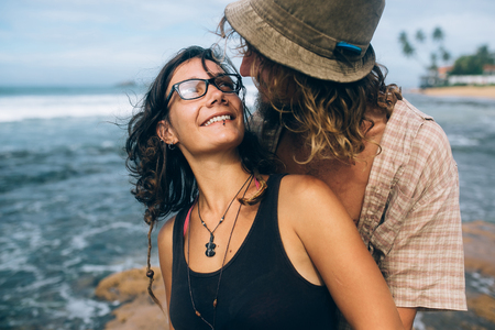couple on a tropical beachの写真素材