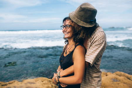 couple on a tropical beachの写真素材