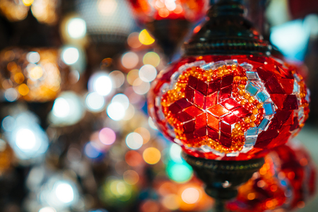 Beautiful turkish mosaic lampsの写真素材