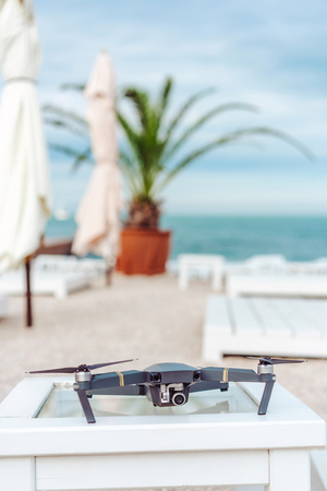 drone stands on the tableの写真素材