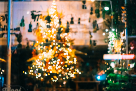 Christmas tree lights, not focus.の写真素材