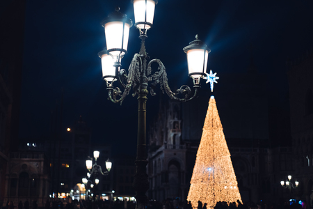 Old street lamp in the city of Veniceの写真素材