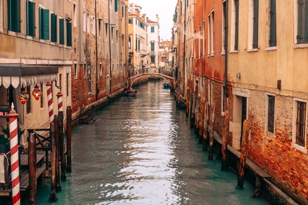 Colourful and relaxing canal in Veniceの写真素材