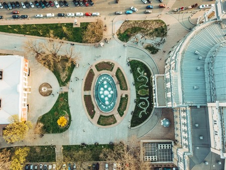 hoto of the city from a birds-eye view.の写真素材