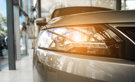 The headlamp of a modern prestigious car from a close angle