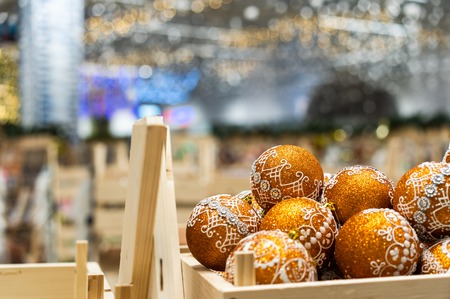 Bright Christmas balls for the festive Christmas treeの写真素材