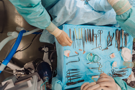 The instruments of surgery in operating room.の写真素材