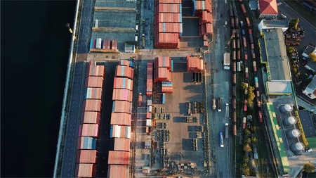 Sea port from a birds-eye view. Odessa, Ukraine