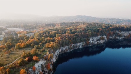 Twardowski Rocks Park, an old flooded stone mine, in Krakow, Poland.の写真素材